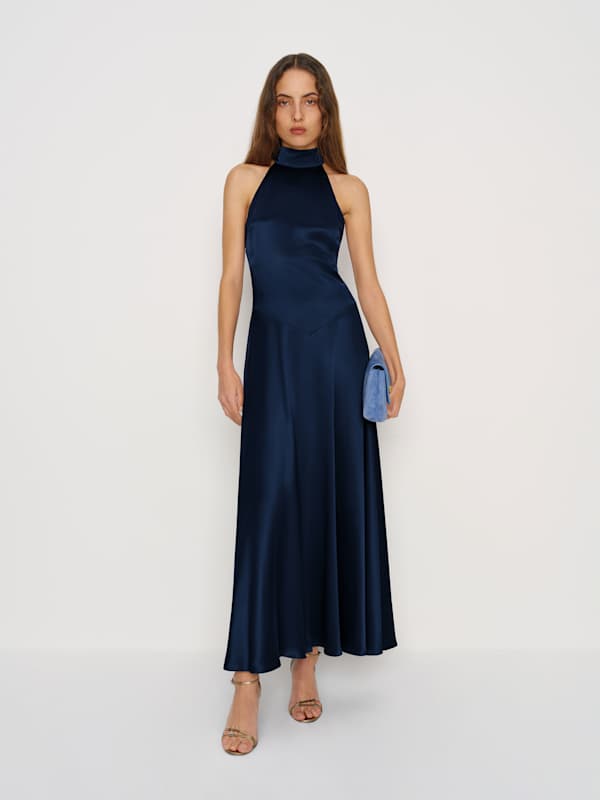 Katelyn Silk Dress - Navy